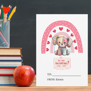 Tarjeta Festiva Muñeca de perro parchado, Día de San Valentín en e