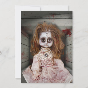 Tarjeta Festiva Muñeca de porcelana vintage embrujada de SlipperyJ