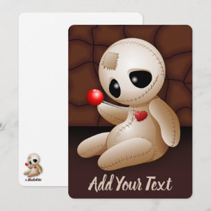 Tarjeta Festiva Muñeca Vudú de Dibujos Animados Enamorada