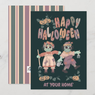 Tarjeta Festiva Muñecas de trapo zombies de Halloween (1) - Tarjet