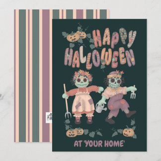 Tarjeta Festiva Muñecas de trapo zombies de Halloween (1) - Tarjet