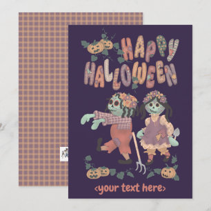 Tarjeta Festiva Muñecas de Trapo Zombies de Halloween (3) - Tarjet