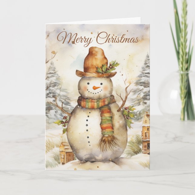 Tarjeta Festiva Muñeco de nieve (Anverso)