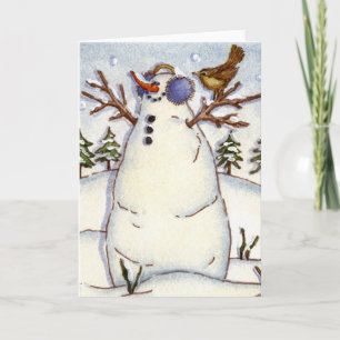 Tarjeta Festiva Muñeco de nieve