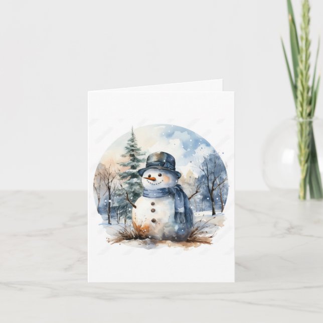 Tarjeta Festiva Muñeco de nieve (Anverso)