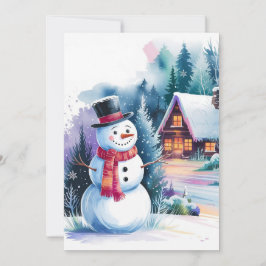 Tarjeta Festiva Muñeco de nieve acuarela 