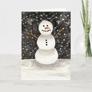 Tarjeta Festiva Muñeco de nieve acuarela