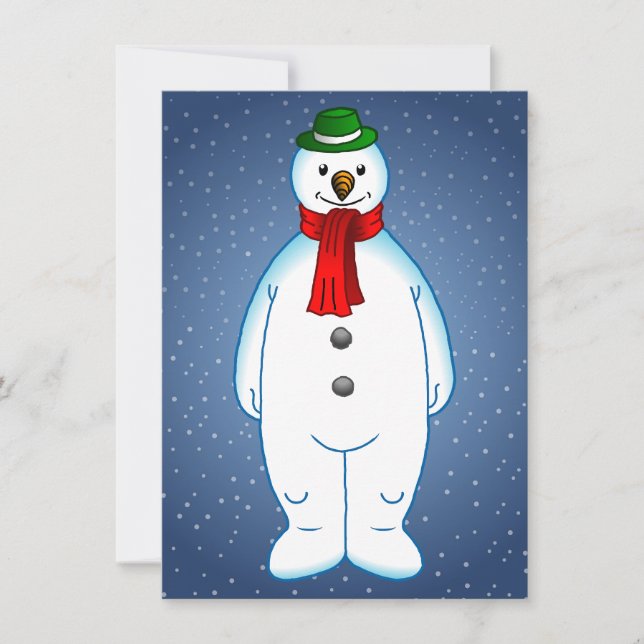 Tarjeta Festiva Muñeco de Nieve Alegre (Anverso)
