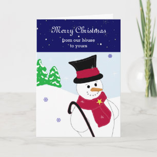 Tarjeta Festiva Muñeco de nieve alegre