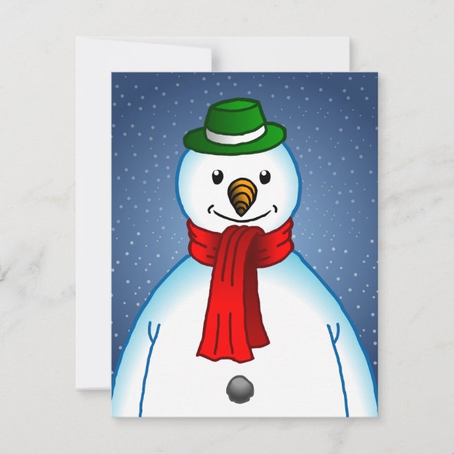 Tarjeta Festiva Muñeco de Nieve Alegre (Anverso)