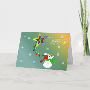 Tarjeta Festiva Muñeco de nieve alegre