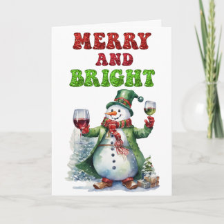 Tarjeta Festiva Muñeco de nieve alegre y brillante