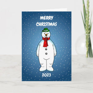 Tarjeta Festiva Muñeco de nieve alegre y feliz