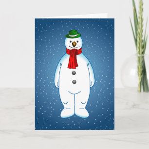 Tarjeta Festiva Muñeco de nieve alegre y feliz