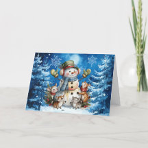 Muñeco de Nieve Azul de Invierno Clásico y Animale