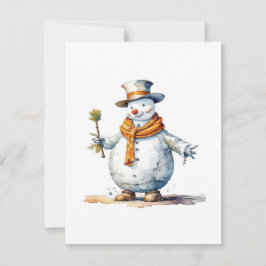 Tarjeta Festiva Muñeco de nieve B - Acuarelas