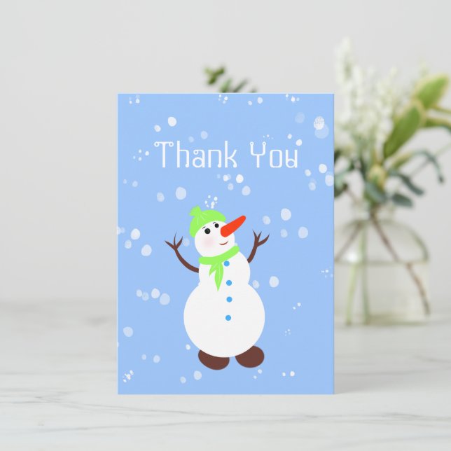Tarjeta Festiva Muñeco de nieve blanco (Anverso de pie)