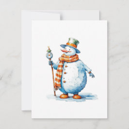 Tarjeta Festiva Muñeco de nieve C - Acuarelas
