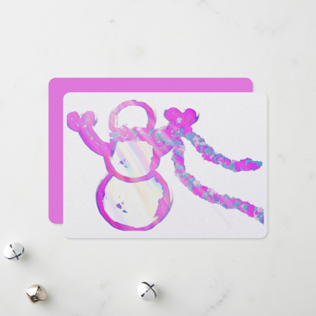 Tarjeta Festiva Muñeco de nieve caprichoso (Anverso/Reverso In Situ)