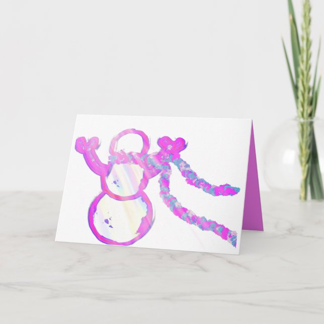 Tarjeta Festiva Muñeco de nieve caprichoso (Anverso)