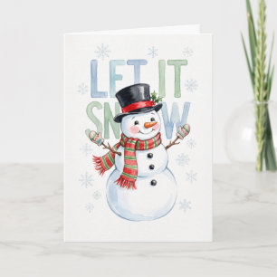 Tarjeta Festiva Muñeco de nieve con sombrero de copa alto adorable