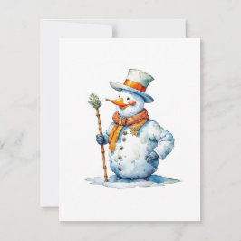 Tarjeta Festiva Muñeco de nieve D - Acuarelas