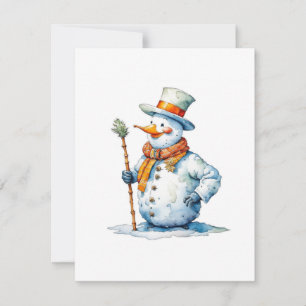 Tarjeta Festiva Muñeco de nieve D - Acuarelas