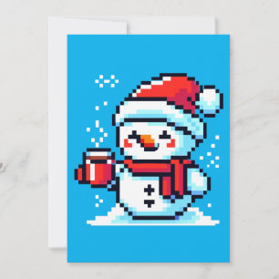 Tarjeta Festiva Muñeco de Nieve de Café - Diseño Navideño Acogedor