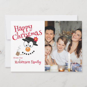 Tarjeta Festiva Muñeco de nieve de dibujos animados adorable foto 