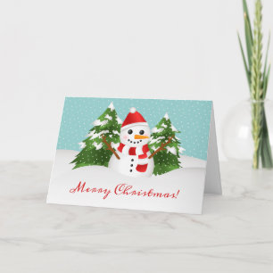 Tarjeta Festiva Muñeco de nieve de dibujos animados adorable perso