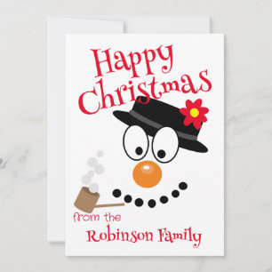 Tarjeta Festiva Muñeco de nieve de dibujos animados lindo