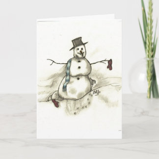 Tarjeta Festiva Muñeco de nieve de fusión