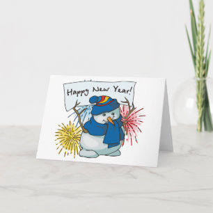 Tarjeta Festiva muñeco de nieve de la Feliz Año Nuevo