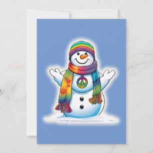 Tarjeta Festiva Muñeco de nieve de la paz