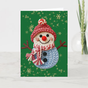 Tarjeta Festiva Muñeco de nieve de lana lindo (Falso, no es lana r