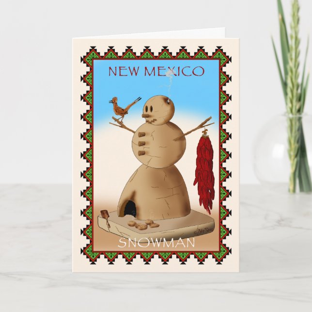 Tarjeta Festiva Muñeco de nieve de New México (Anverso)