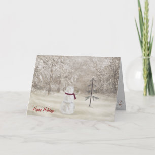 Tarjeta Festiva Muñeco de nieve de vacaciones felices con estrella