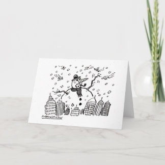 Tarjeta Festiva Muñeco de nieve del monstruo