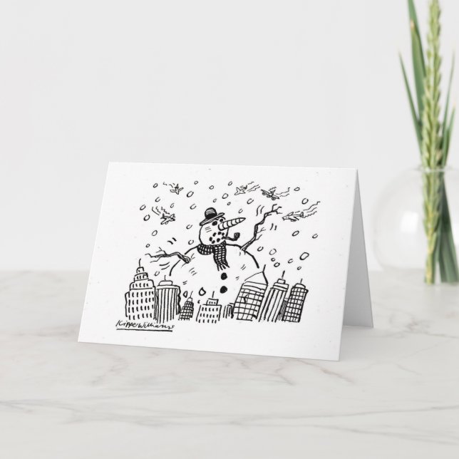 Tarjeta Festiva Muñeco de nieve del monstruo (Anverso)