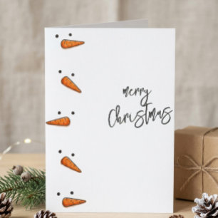 Tarjeta Festiva Muñeco de Nieve Divertido Narices de Zanahoria Min