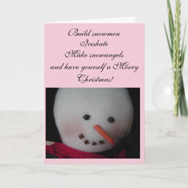 Tarjeta Festiva Muñeco de Nieve Dulce (Anverso)