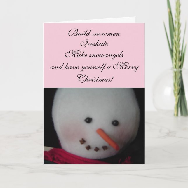Tarjeta Festiva Muñeco de Nieve Dulce (Anverso)