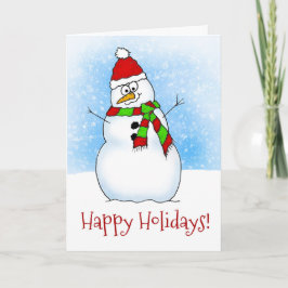 Tarjeta Festiva Muñeco de nieve dulce del dibujo animado buenas