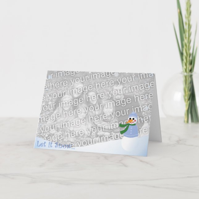 Tarjeta Festiva Muñeco de nieve en el banco (Anverso)