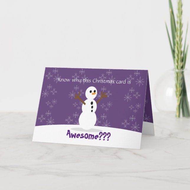 Tarjeta Festiva Muñeco de nieve fresco (Anverso)