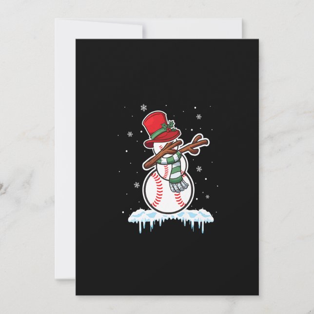 Tarjeta Festiva Muñeco de nieve haciendo dab béisbol pelota Santa  (Anverso)