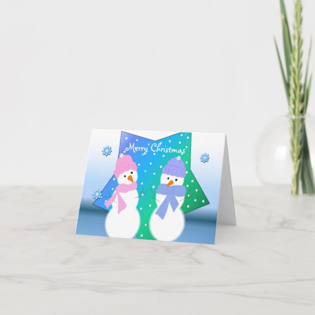 Tarjeta Festiva Muñeco de nieve infantil (Anverso)