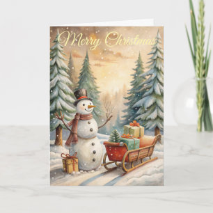 Tarjeta Festiva Muñeco de nieve lindo