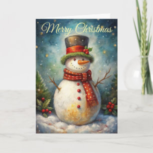 Tarjeta Festiva Muñeco de nieve lindo