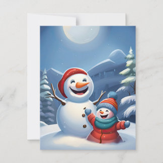 Tarjeta Festiva Muñeco de Nieve Niños